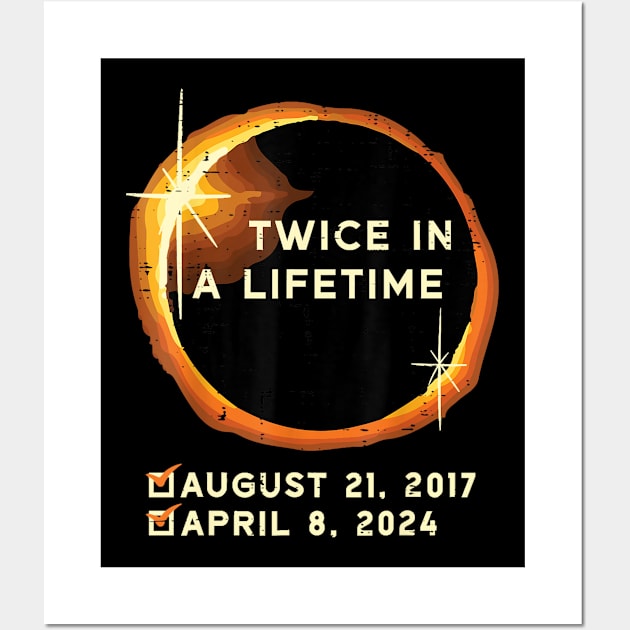 Twice In A Lifetime Total Solar Eclipse 2024 Men Women Kids Wall Art by johnhawilsion